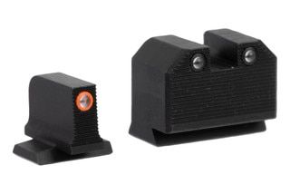 RMR-compatible Smith and Wesson night sight set with orange front ring.